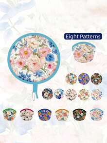 1/2pcs Japanese Style Round Folding Fan, Portable Summer Hand Fan With Exquisite Pattern, Decorative Handheld Fan For Cool And Refreshing Feeling - Multicolor - View 1