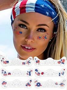 6 Sheets Freckles Face Tattoo 4th Of July Decorations Star Face Stickers Freckle Tattoo Independence Day Accessories For Party Festivals Freckle Makeup - Multicolor - View 7