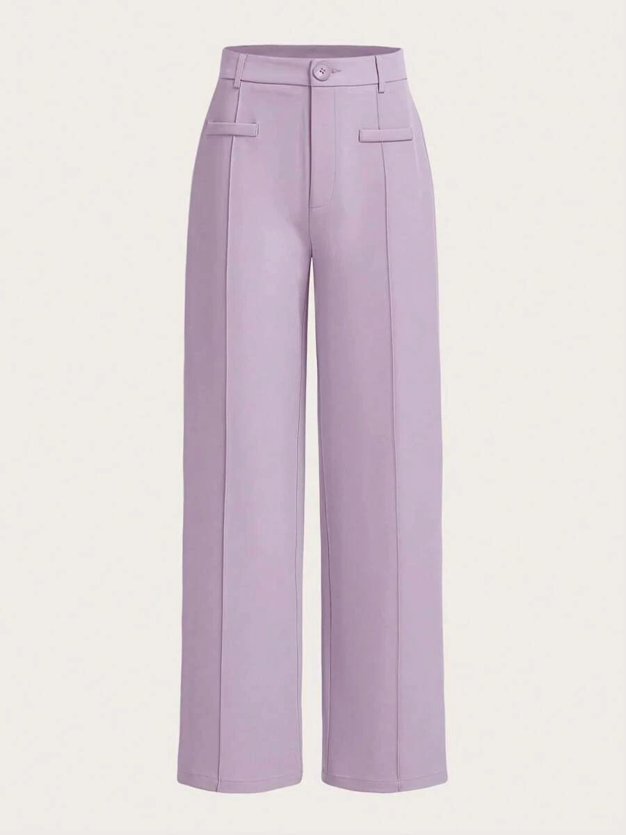 Pantalones rectos con costura sólida al frente - Lila Púrpura - Ver 1