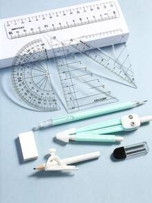 9pcs/Set Stationery Set Including Compass, Ruler And Math Drawing Tools, Suitable For Students - Sets - View 2