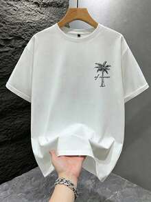 Men's Pattern T-Shirt, Travel Men's Short Sleeve, Personalized Print, Beach Vacation, Fashionable And Practical Style - White - View 3
