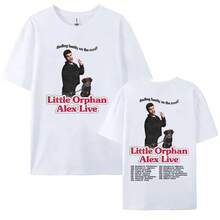 Camiseta de la gira europea de Little Orphan Alex Live 2026, , "Finding Family on The Road", camisetas de algodón de manga corta. - Blanco - Ver 5