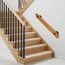 Rambarde d'escalier murale en bois massif, antidérapante, capacité de charge de 100 kg, idéale pour les escaliers, salles de bains, couloirs, villas, hôtels et espaces intérieurs et extérieurs, 80 x 8 cm, couleur bois. - Couleur du bois - Voir 5