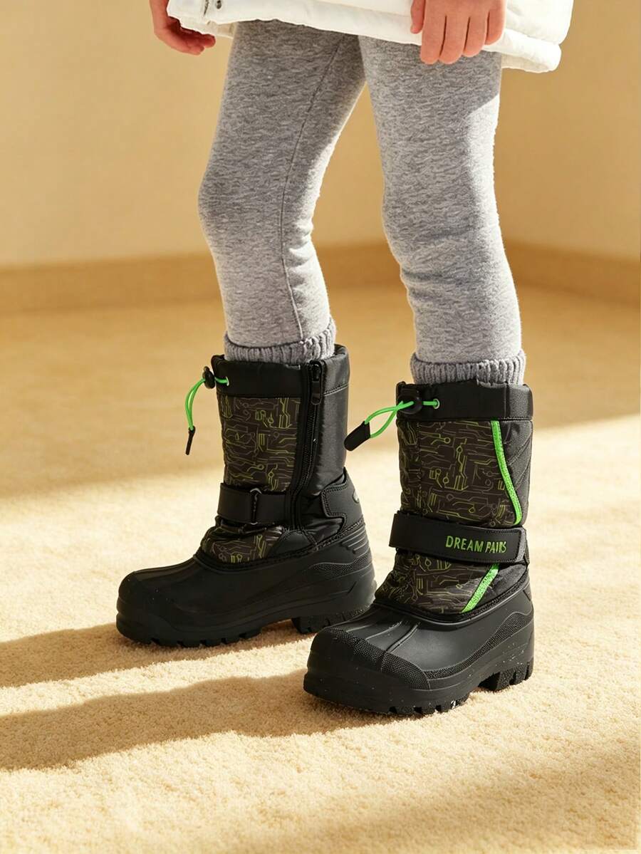 Kids Snow Boots Water-Repellent Mid-Calf Cold Weather Boots For Toddlers To Big Kids - Green - View 1