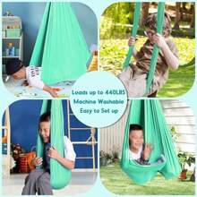Chihee Hamaca sensorial para terapia de columpio para interiores y exteriores, para niños, accesorios incluidos, suave y transpirable, nailon para niños y adultos con autismo, TDAH, Aspergers - Verde menta - Ver 4