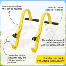 Heavy Duty Steel Ladder Roof Hook With Wheels 300kg Load Capacity Ladder Stabilizer For Extension Ladders Roofing Construction Work - A - View 2
