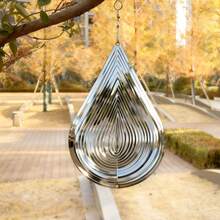 3D Stainless Steel Water Drop Wind Chime, Outdoor Garden Rotating Hanging Ornament, Home Decor Hanging Ornament, Suitable For Tourist Attraction Decoration - Multiple Styles - View 6