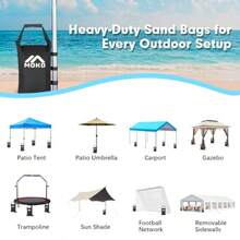 MoKo 120 LBS Sand Bags for Canopy Legs Set of 4 Without Sand Weighted Bags with Handle and Fixing Strap Windproof and Portable to Secure Tent Canopies Zipper Top Sandbags for Weight Black - como en la imagen - Ver 3