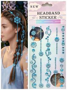 1pc 2pcs Flower Hair Stickers Face Jewels Set, Face Stickers, Face Gems, Hair Gems, Self-Adhesive Rhinestone Hair Gems & Floral Body Crystals, Coquette Fairycore Pearl Diamond Hair Accessories For Festival, Party, Prom, Rave - Multicolor - View 13
