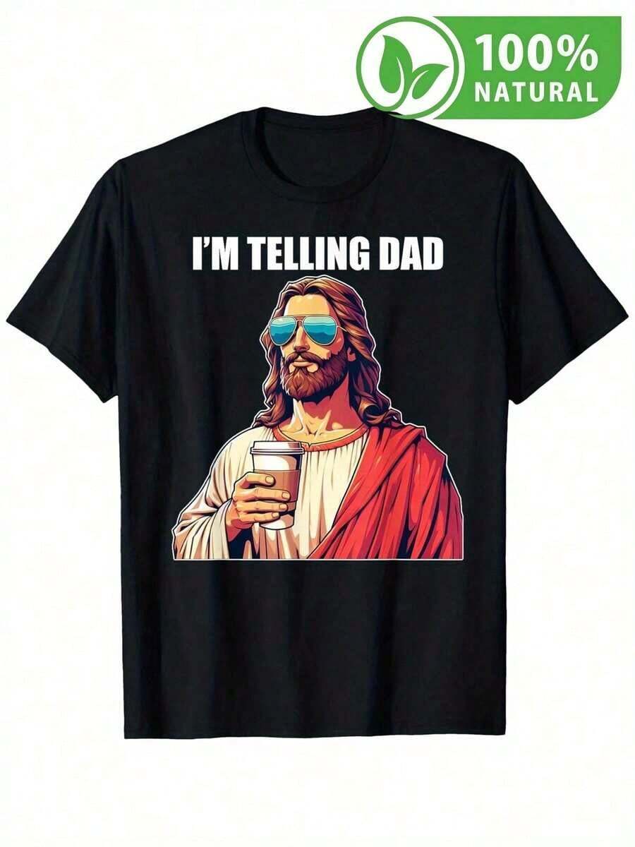 Camiseta Divertida Estilo Urbano con Diseño Iconográfico y Mensaje I'm Telling Dad para Hombres y Mujeres - Ideal para Regalo y Estilo Casual - Algodón de Alta Calidad - Negro - Ver 1