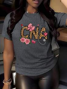 Suave, transpirable y ligera para comodidad durante todo el día. Camiseta casual de manga corta para mujer - estampado con motivos de enfermería, diseño colorido, tela suave y elástica, cuello redondo, lavable a máquina, cómoda para todas las estaciones, top de verano, estilo moderno, tela no transparente. Cuello redondo clásico con un corte relajado que favorece todas las formas del cuerpo y fácil de combinar con jeans, shorts y leggings. - Blanco - Ver 9