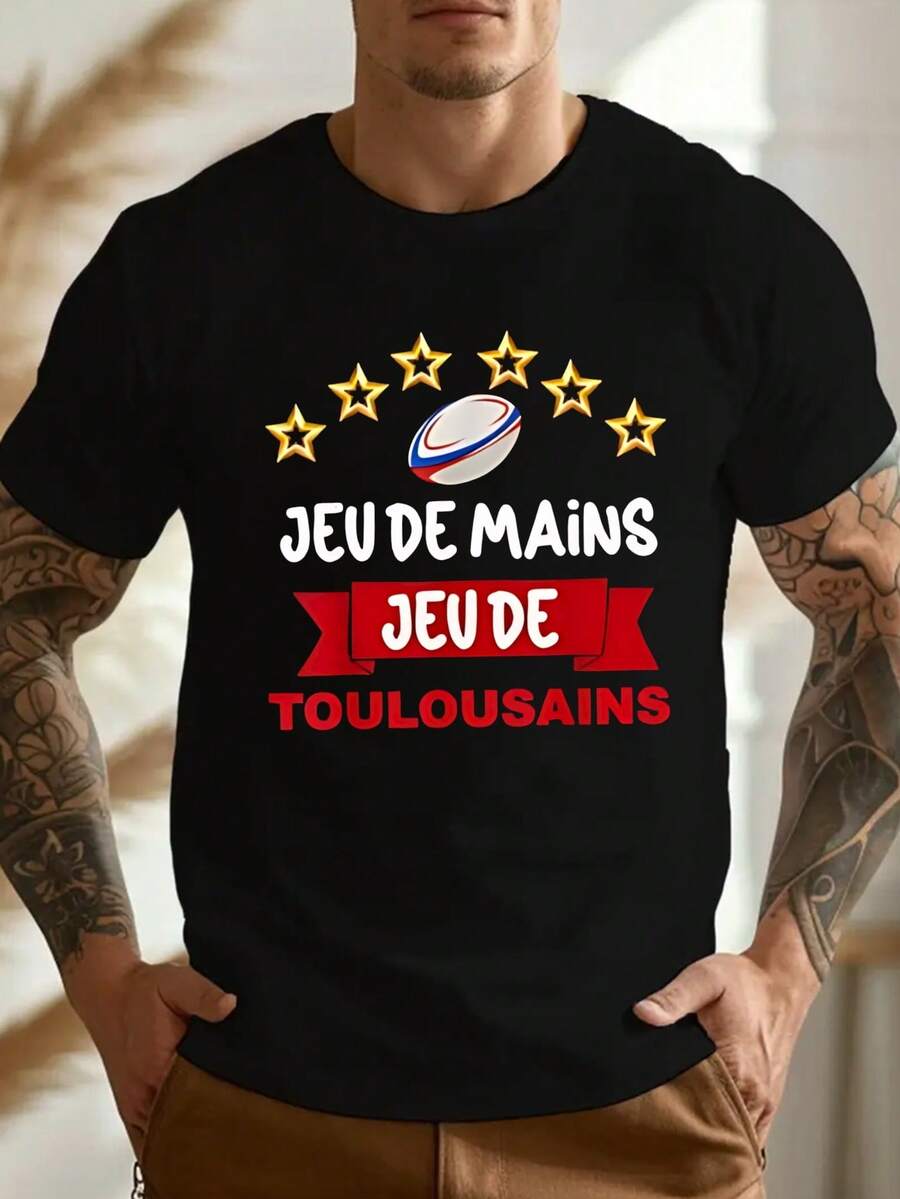 Camiseta de Hombre Talla Grande Fun French Crinkle, TALLA GRANDE - Negro - Ver 1
