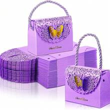 Hộp kẹo hình bướm màu tím (5 chiếc/10 chiếc), Túi quà tặng tiệc, Hộp quà tặng tiệc hình bướm, Hộp quà tặng tiệc cưới, sinh nhật, quà tặng cô dâu, đồ dùng quà tặng tiệc tùng - Hộp kẹo nhỏ màu tím - Xem 1