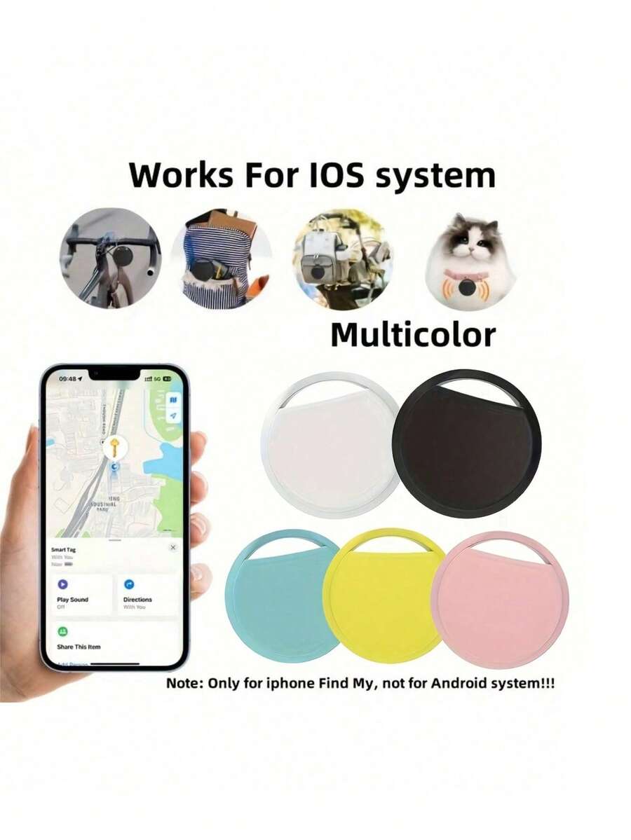 1 pieza Rastreador inteligente GPS anti-pérdida - Certificado MFi, seguimiento en tiempo real, sin instalación requerida, apto para mascotas, bolsos, equipaje, bicicletas, automóviles, compatible con la aplicación "Buscar" de iOS, anti-pérdida sin preocupaciones (solo iOS)