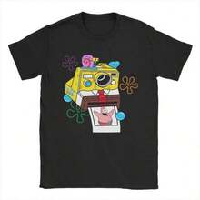 Camiseta unisex de manga corta, camiseta divertida de verano con estampado de anime de Bob Esponja para hombre y mujer, camiseta pura, ropa playeras hombre, spiderman, ,  mujer, romwe men, boho chic, regalos para maestras, camiseta para mujer, conjuntos curvy para hombre, y2k - Negro - Ver 1