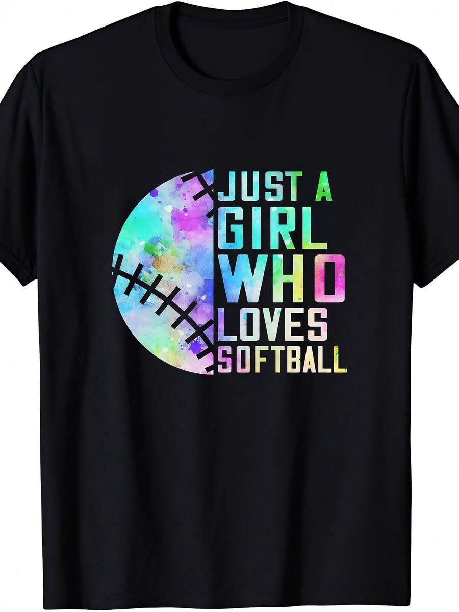 Camiseta única para chicas que aman el softbol diseño colorido y divertido y2k ideal para destacar tu pasión por el deporte en cualquier ocasión atrévete a lucir este diseño exclusivo y original que te hará brillar entre tus amigas - Negro - Ver 1
