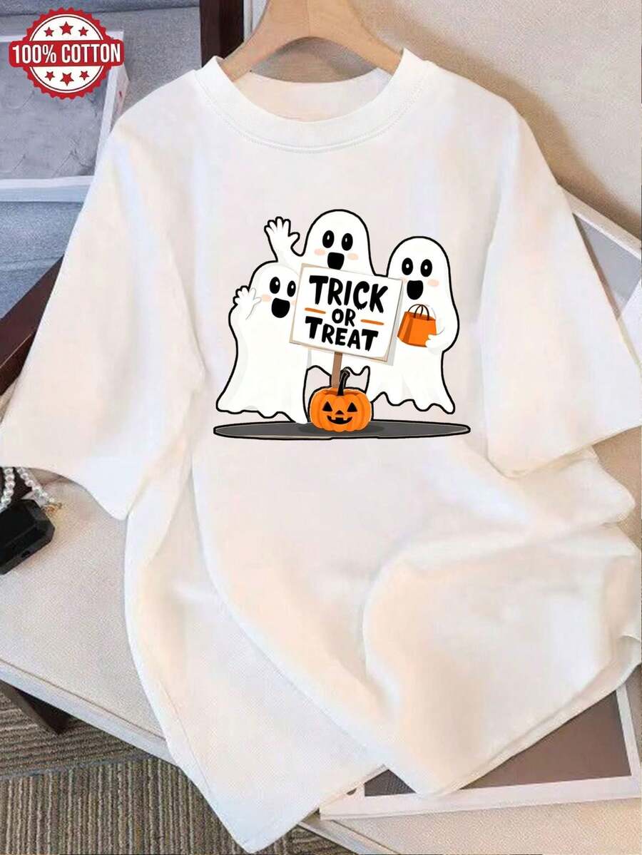 Camiseta de Mujer: Camiseta de Verano Moderna de Algodón Puro, Cuello Redondo Holgado, Ropa Versátil para Mujer, Camiseta Casual Cómoda para Adolescentes, Tops de Manga Corta Vibrantes y Juveniles para Uso Diario. - Blanco - Ver 1