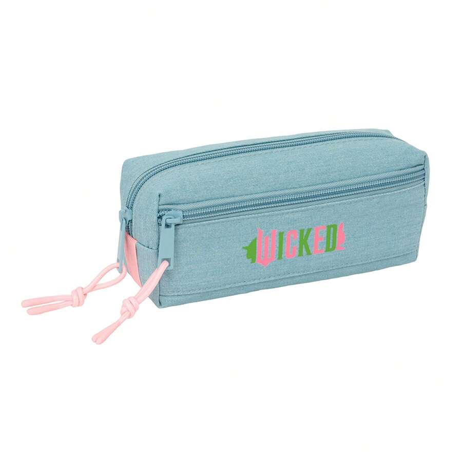 Safta Universal | Wicked Rectangular Pencil Case With Rear Elastic Band, School Organizer With 1 Compartment And Zipper, Compatible With Notebook Or, Back To School - Triple Peq - View 1