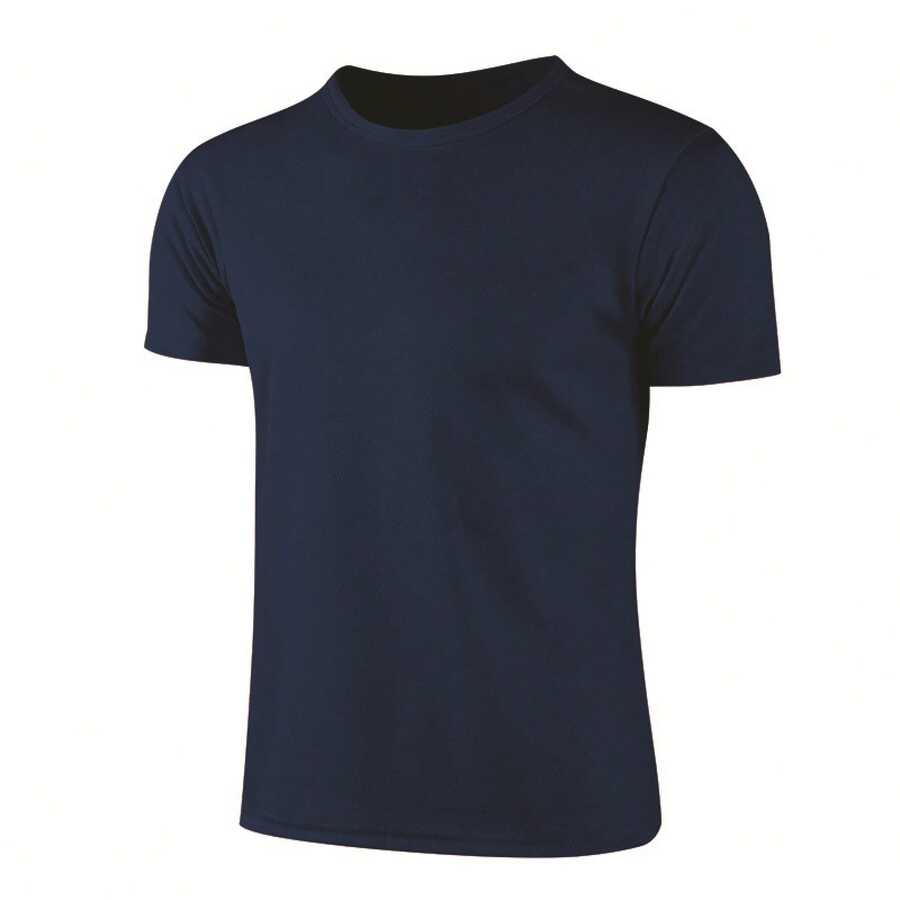 2 artículos Camiseta deportiva de manga corta para mujer, secado rápido, cuello redondo, ideal para yoga, fitness y tallas grandes - Azul marino - Ver 1