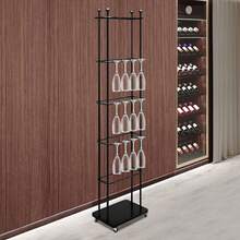 SanBouSi Champagne Holder, Wine Glass Stemware Rack, Champagne Flute Holder With Wheels - Black - View 9