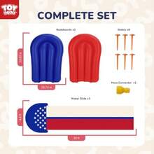 Toy Life - Toboganes de agua gigantes con bandera americana para niños de 20 pies, toboganes de agua con 2 tablas de bodyboard, 2 carriles, juguetes de verano con rociador integrado para patio trasero - Tobogn acutico inflable con bandera - Ver 2