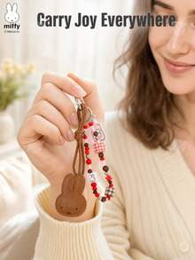 1. MIFFY Official Mini Clothing Pendant Lock Clip Keychain Charm, 3 Cute Japanese Style Designs To Choose From, Denim Jacket With MIFFY Badge And Cherry Blossom Star Decor, Soft Fabric Material With Metal Clasp For Easy Attachment, Lightweight And Portable Creative Design Suitable For Bags, Backpacks, Keychains - Multicolor - View 5