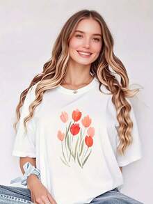 Camiseta de Mujer Pure - Midnight Bloom: Elegante Camiseta Violeta para Mujer - a la Moda - Blanco - Ver 12