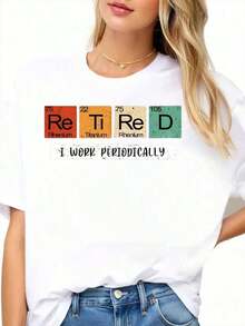 Camiseta con diseño de la tabla periódica de elementos químicos - Estilo vintage urbano, unisex, de algodón 100%, manga corta, cuello redondo, corte holgado. - Blanco - Ver 3