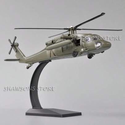 Modelo de avión fundido a presión 1: 72, juguete de UH-60, helicóptero de utilidad, Gunship Black Hawk, réplica en miniatura de sonido y luz