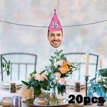 客製化生日橫幅，個性化21歲生日派對橫幅，客製化生日照片橫幅，臉部橫幅，客製化生日照片橫幅，個性化趣味臉部旗幟，客製化圖片派對裝飾旗，可上傳數字或字母用於生日派對裝飾，營造溫馨氛圍，教師節禮物，送給他/她的理想禮物，派對裝飾，節日裝飾 - 彩色 - 查看 11