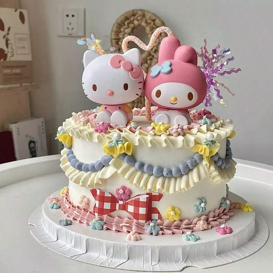SANRIO (授權) 卡通可愛 KT 貓形酷米飯球裝飾，桌面裝飾，蛋糕裝飾，節日派對裝飾，生日禮物，完美禮物 - 查看 1