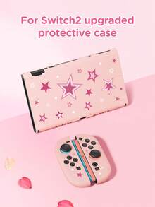 1pc Pink Star Pattern Protective Case/Cover, Compatible With Switch2 (2025), Switch NS, Switch OLED, Switch Lite, Accessories For Switch 2nd Gen/Switch, Full Set Including Storage Bag & Game Card Case, Best Gift For Switch Players - Multicolor - View 5