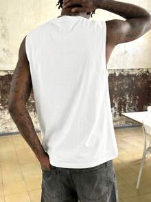 Regata masculina Fractyr com estampa vintage das montanhas de Los Angeles, branca, estilo casual, streetwear, fitness e ideal para o verão. - Branco - Ver 4