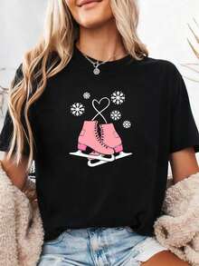 1 Piece T-Shirt "In A World Where You Can Be Anything, Be Kind", Rainbow T-Shirt "Be Kind", "Be Kind" T-Shirt, "Language" T-Shirt, "Kindness" T-Shirt, "Watercolor Be Kind" T-Shirt, 180g 100% Cotton - Black 1 - 查看 2