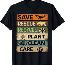 Camiseta "Salva, Rescata, Recicla, Cuida la Planta, Día de la Tierra" - Negro - Ver 6