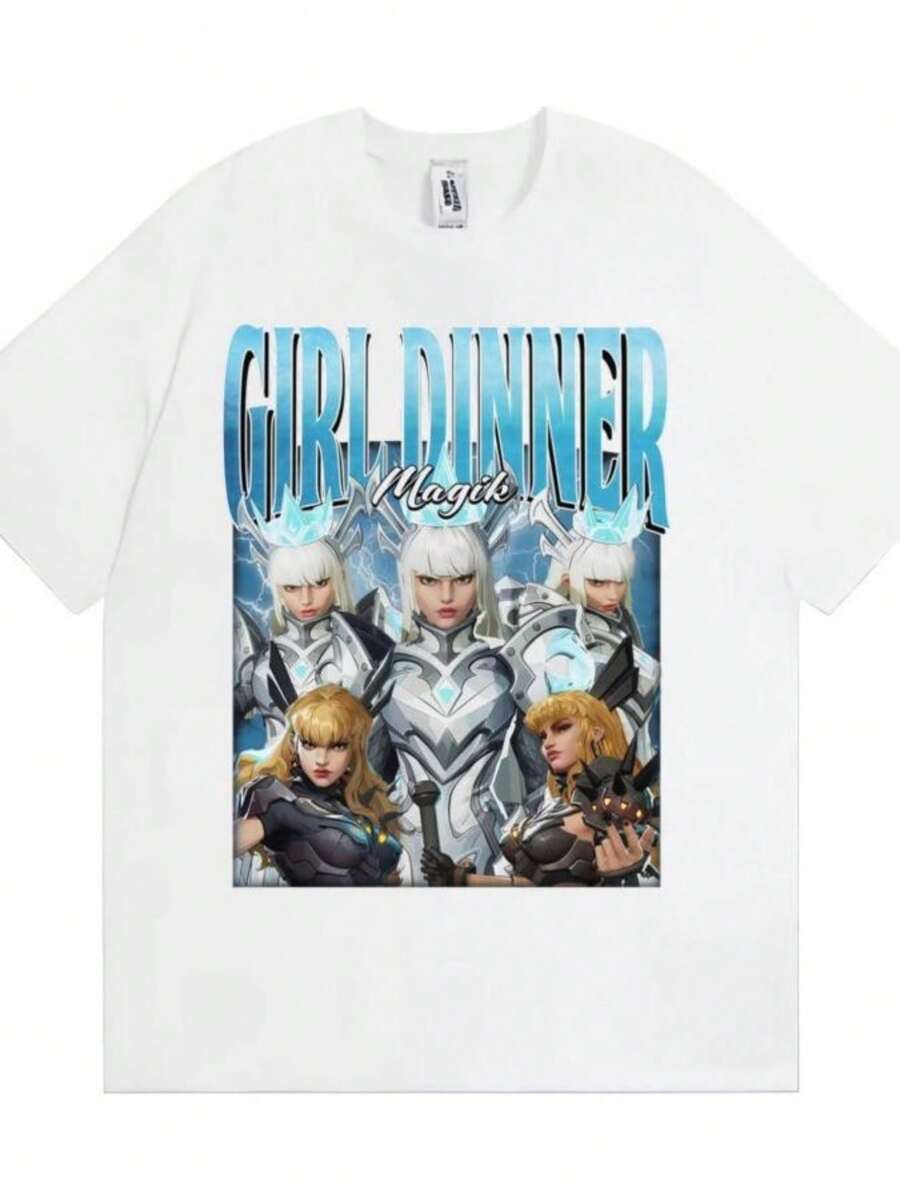 blusas para mujer Anime Girl Dinner Magik Vintage Graphic T Shirt Marvels Rivals Characters T-shirts Men Women Y2k Fashion Casual Oversized T-shirt - Blanco - Ver 1