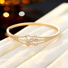 1pc Fully Paved Star Trail Bracelet, Luxury Niche Design Elegant Accessory, Versatile Daily Wear Bangle - Bracelet - View 5