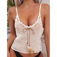 Traje de baño de dos piezas de punto para mujer con pareo, color sólido de alta gama, con lazo, estilo puro y sensual, top ajustado para mujer. - Blanco clásico - Ver 5