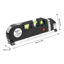 Fixit 3-Bubble Laser Level Tape Measure Ruler Horizontal Vertical Cross Black - A - View 8