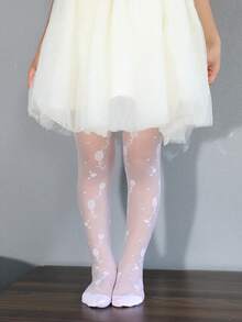 2件裝嬰幼兒女童花卉圖案透膚彈性褲襪 - 彩色 - 查看 5