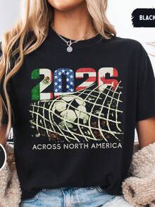 Camiseta de Fútbol de Norteamérica 2026|   Camiseta para Fanáticos del Fútbol Mundial|   MX US CA Gráfico Vintage de Red de Portería|   Regalo para amantes del fútbol - Negro - Ver 6