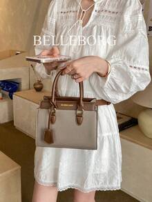BELLEBORG 印花女士手提包/单肩包，简约实用多功能 - 灰色 - 查看 7