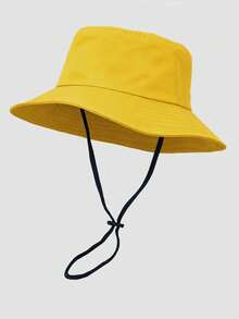 1pc Unisex Solid Color Drawstring Bucket Hat, Outdoor Travel Hiking Casual Lightweight Fashionable Sun Hat, Suitable For All Ages, Summer UV Protection - MianDi - View 8