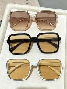 3pcs/1pc Retro Square Unisex Fashion Classic Style Decorative Glasses, Bohemian Style, Suitable For Sports, Travel, Festival Outfits, Beach, Driving, Outdoor Wear, Vacation, Streetwear, Sports Style, Fishing, Streetwear And Accessories, Outdoor Activities, Parties - Multicolor - View 6