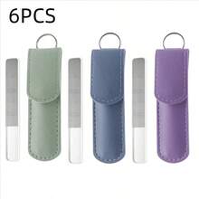 Bộ dũa móng tay 6 món/2 món, gồm hộp đựng bằng da và dũa móng tay trong suốt; Bộ dũa móng tay mini bao gồm một miếng đánh bóng bằng thủy tinh để làm sáng móng, cùng với một dũa móng tay pha lê để trang trí móng; Dụng cụ đa năng trong suốt - Nhiều màu - Xem 11