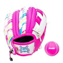 Franklin Sports Air Tech Adapt Series 8.5" Teeball Glove: Right Handed Thrower - Blanco/Rosa - Ver 8