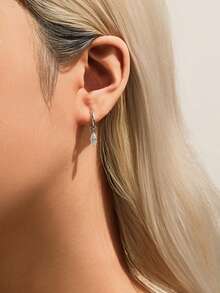 MODIAN 1CT Marquise Cut Moissanite 925 Sterling Sliver Charming Lab Diamond Swing Hoop Earrings For Women Dating Fine Jewelry 1 Sold - Silver - View 2