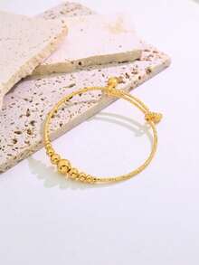 1pc Fashionable Versatile Minimalist Gold & Silver Adjustable Bangle Bracelet For Women - Yellow Gold - View 16