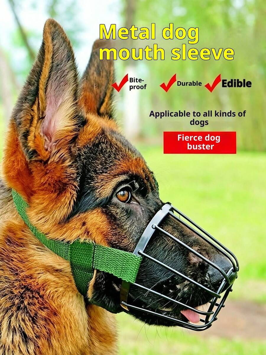 1pc Large Dog Metal Anti-Bite Anti-Chew Anti-Eat Muzzle, Suitable For Large Aggressive Dog Breeds - Multicolor - View 1