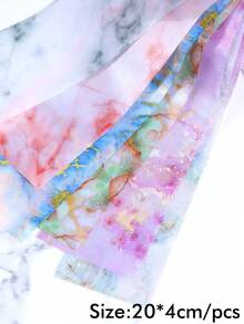 10 Pcs/Pack Marble Nail Foils Starry Sky Transfer Sticker Gradient Blooming Colorful Marble Pattern Starry Sky Paper DIY Salon Manicure Design For Women Nail Art Decoration Jewelry Decals - Multicolor - View 7